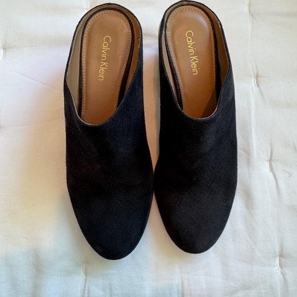 Calvin Klein, Black Suede Mules - Picture 2 of 5